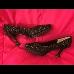 Black beaded stilettos 👠